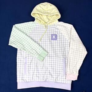 Teddy Fresh Color Block Checkered Hoodie Sz L Pastel Streetwear Fleece Y2K Cute